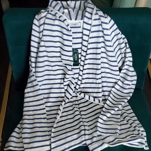 Shawl collar striped French Terry cardigan